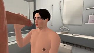 Майк дрочит в ванной - порно видео