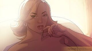 Милфа-терапевт с большой грудью кормит клиента грудью, хентай-анимация - порно видео